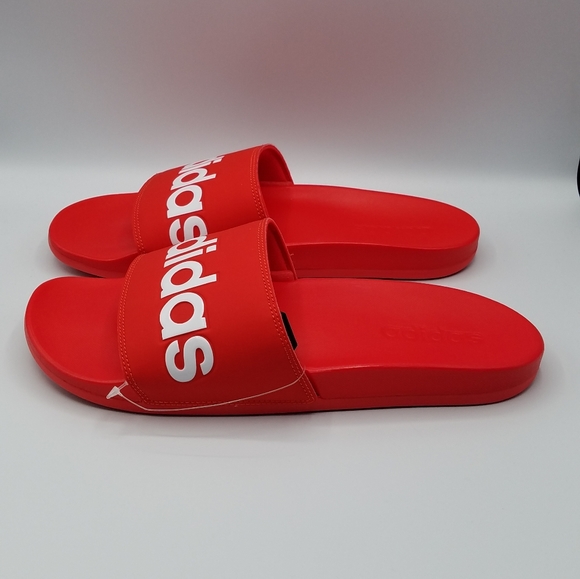 NEW Adidas Comfort Slides Red/White - Picture 2 of 9